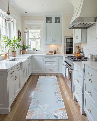 Seavish Coastal Blue Bathroom Runner Rug, 2x6 Beach Themed Carpet Runners for Hallway 6ft, Non Slip Nautical Kitchen Runner Rug, Washable Indoor Soft Floor Decor Mat for Laundry Bedroom Entryway - Image 6