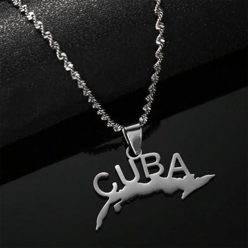 Collier carte drapeau en acier inoxydable qui ne noircit pas pour peau sensible