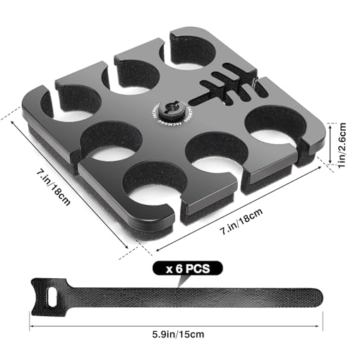 Image of Facmogu Multi Microphone Holder, Square Tray Mics Holder with Cable Slots Holds Up to 7 Mics, Aluminum Multi Mic Holder for Organize and Display, Wired and Wireless Mic Holder (Color Ring Not Include)
