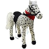 Pink Papaya Stehpferd zum draufsitzen | 75cm Spielpferd zum Reiten Jolly | Pferd zum Reiten für Kinder mit Sound | Sattel Pferd