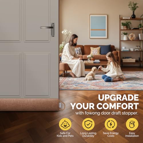 Image of fowong Under Door Draft Stopper 36 Inch Noise Stopper Soundproofing Draft Guard for Bottom of Door, Brown