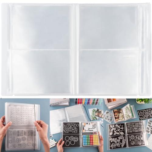 Clear Stamps Storage Embossing Folder Storage Large Photo Storage Album Seal Bags Storage Keeper Cards Folder Storage Bag for DIY Scrapbooking Arts Crafts Collecting Bags 20pages 80 pockets