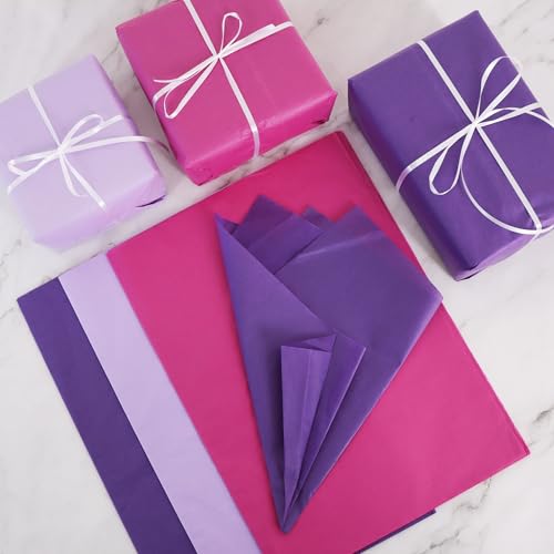 Image of BEISHIDA 90 Sheets Purple Series Tissue Paper Bulk, Wrapping Tissue Paper for Gift Bags, 14 x 20 Inch Gift Wrap for Halloween Birthday Wedding DIY Crafts Decor Holiday Flowers
