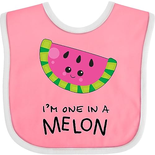 inktastic I'm 1 in a Melon Cute Smiling Watermelon Baby Bib