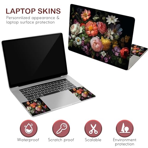 Image of DINKY Laptop Skin Sticker Decal, 12 inch 13 inch 13.3 inch 14 inch 15 inch 15.4 inch 15.6 inch Laptop Universal Reusable Vinyl Skin Stickers Cover Art Decal Notebook PC Personalized Protector-Flora