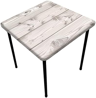 JOSKAA White Wood Grain Fitted Tablecloth Square, Elastic Edge Home Decorative Table Cover Waterproof Stain Resistant Polyester Tablecloths for Family Picnic BBQ Party Use, Fits 36" x 36" Table