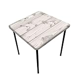 JOSKAA White Wood Grain Fitted Tablecloth Square, Elastic Edge Home Decorative Table Cover Waterproo