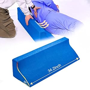34in Bed Wedges & Body Positioners, 30 Degree Wedge Pillow for Side Sleeping/After Surgery, Triangle Foam Bed Wedge Pillow with Blue Machine Washable Cover, for Pregnancy, Back, Leg Pain Relief