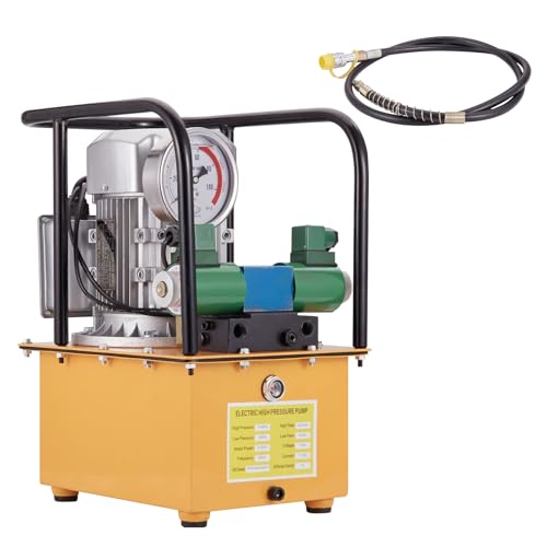 Image of 10000 PSI 750W 110V, 488 in /8 L Capacity, Dual Circuit Solenoid Valve, Electric Driven Hydraulic Pump Power Pack Unit with Pedal Switch for Punching /Bending /Jack Machine, Orange