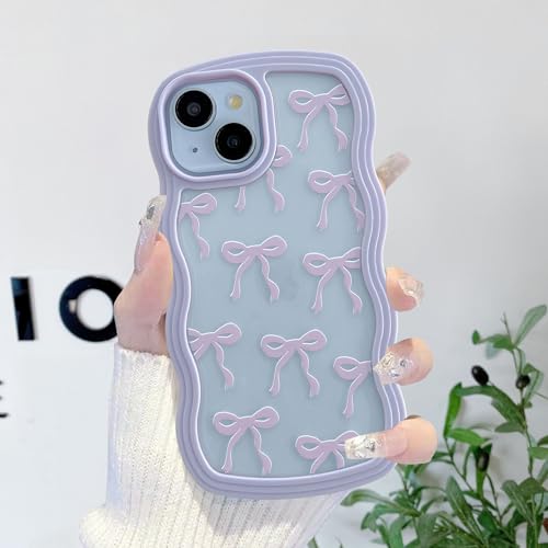 Coque nœud ruban iPhone 14 violette, le cadeau esthétique idéal pour fille