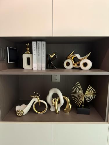 Home Decor Modern Art Ceramic Statue,White Gold Sculpture Decor Elegant Modern Living Room Decorations Dining Room Table Centerpiece for Office Centerpiece - Image 6