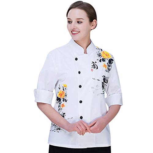 Dooxii Unisex Donna Uomo Autunno Manica Lunga Giacca da Chef Traspirante Ristorante Occidentale Torta di Cottura Uniformi Divise da Cuoco