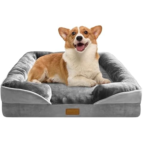 Spotted Play Orthopedic Dog Bed with Sides - Dog Sofa Beds for Medium Dogs, Supportive Foam Pet Couch Bed with Washable Removable Cover, Waterproof Lining and Non-Slip Bottom, Grey - M Cover