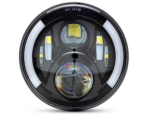 Alchemy Parts Faro LED de la motocicleta de alta baja inserción universal con indicadores de señales de giro y DRL luces de circulación diurna 7 pulgadas