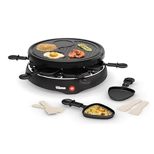 Tristar Raclette für bis zu 6 Personen mit 6 Pfännchen und Crêpe-und Grill-Bereich/Durchmesser 29 cm, 800 W, schwarz, RA-2998