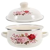 Couvercle inclus pour la cuisson à l'étouffée : livré avec un couvercle, idéal pour les mijotages et la cuisson lente, préservant ainsi les saveurs riches de vos ingrédients. bol à ramen compatible micro-ondes. casserole émaillée avec couvercle