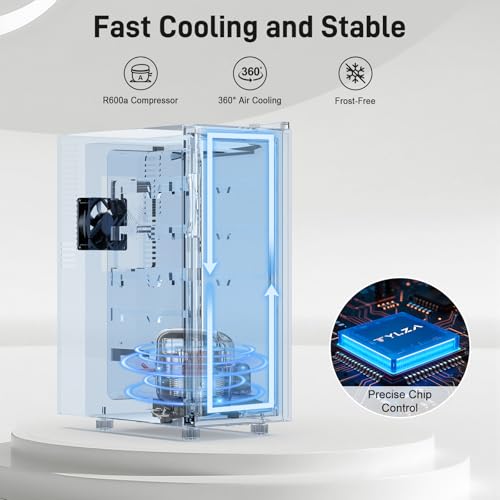 Image of Tylza 12 Bottles Wine Fridge, Wine Cellar with Powerful Compressor, LED Touchscreen, Low-E Tempered Glass Door, Lock, Wine Cooler Refrigerator for Red, White, Champagne or Sparkling Wine, Black