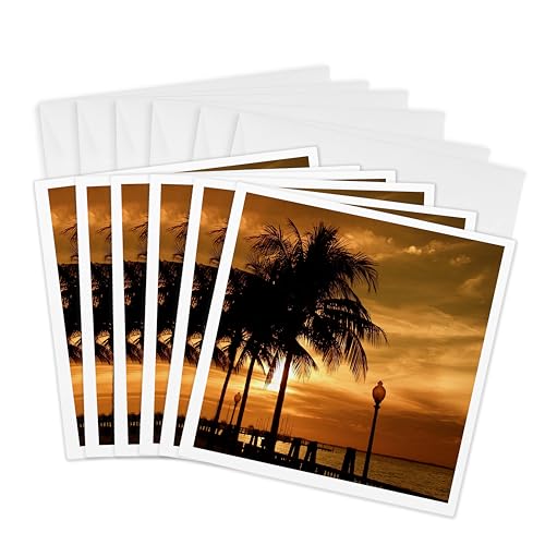 Cartes de vœux cuivre tropical 3dRose lot de 6 cartes carrées 15x15 cm pour enveloppe incluse