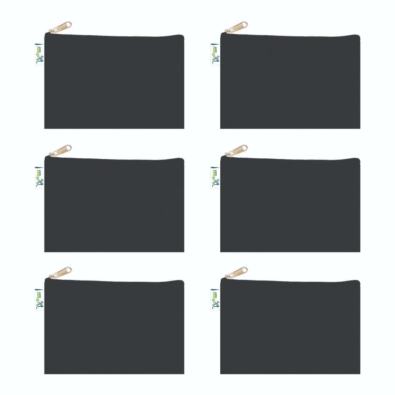 VantageKart Canvas Makeup Pencil Pouch: Stylish Multipurpose Case for Pens, Pencils,& Cosmetics –Zippered Cotton Canvas Black Colour Pack of 6-image-29