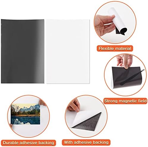 Magnetic Sheets, Magnetic Sheets with Adhesive Backing, Magnets for Crafts, 6 Pack 5 x 7 inches Flexible Self Adhesive Magnet Sheets for Picture, Art or DIY Creates Your Own Favorite Fridge Magnets