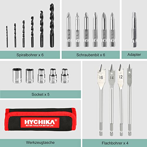 Akkuschrauber, HYCHIKA Akku Bohrschrauber 12V, 30Nm Drehmoment, 2x1.5 Ah Akkus, Schnellladung, 21+1… – Bild 4