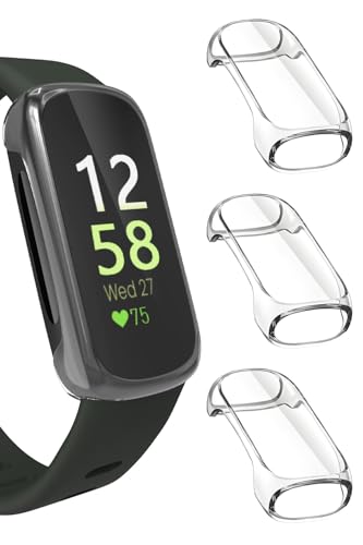 Yaekea 3 Pack Clear Protective Case Compatible with Fitbit Inspire 3 Screen Protector TPU Overall Bumper Case Ultra-Thin Full Face Cover Replacement Bumper Accessories for Inspire 3 Smartwatch