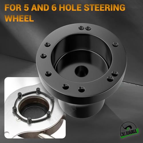 CLUBRALLY Golf Cart Steering Wheel Adapter Applicable to Yamaha with 5-6 Holes Steering Wheel-Black - Thumbnail 2