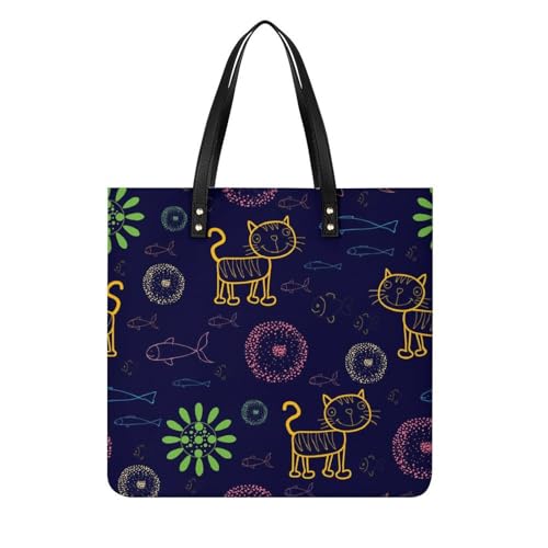 Sac à bandoulière tote bag de voyage chat - Grand sac de cours et shopping femmes