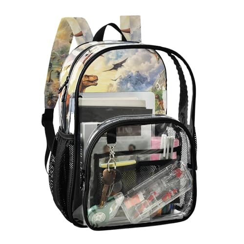 Variety Of Dinosaurs Clear Backpack PVC Transparent Backpack Lightweight Book Bag Capacity Clear Bag for Kids Boys Girls2