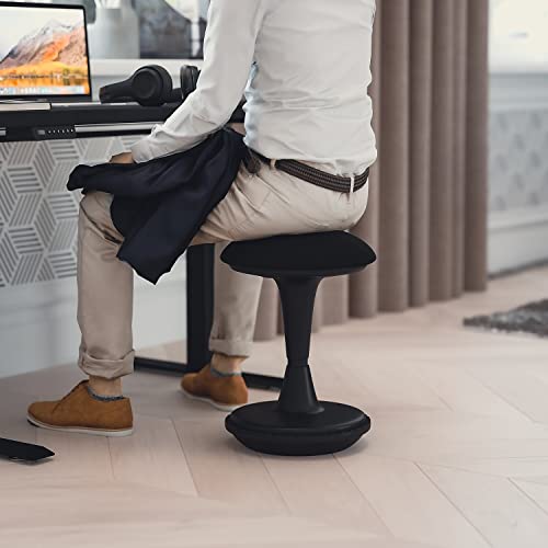 Image of Flash Furniture Adjustable Height Active Office Stool - Modern Black Sit-To-Stand Learning Chair - Padded Swivel Stool - Rocking, Wobble, Tilting Motion