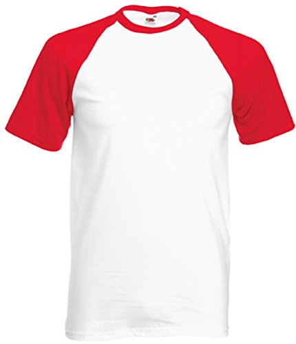 Fruit of the Loom - Camiseta con manga corta para hombre, color multicoloured (white/red), talla m