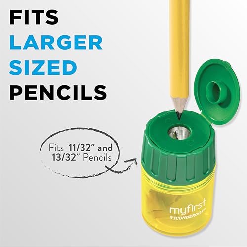 Ticonderoga My First Large Barrel Pencil Sharpener, Yellow and Green, 1 Count