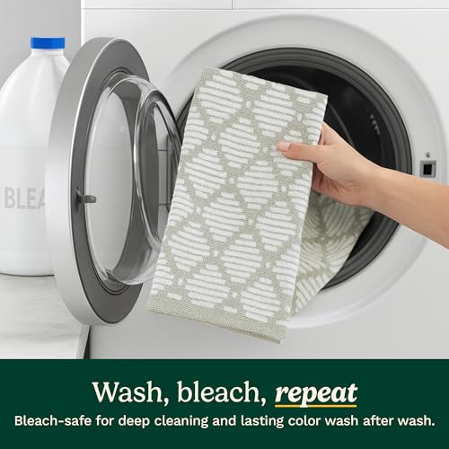Image of Best Brands Cuisinart Cotton Kitchen Towels, 2-Pack 18x28, Bleach Safe | Handles dishes and spills with ease, durable for everyday cleaning, super absorbent, machine washable, OEKO-TEX certified