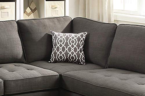 Poundex Bobkona Kemen 2-Pieces Sectional Sofa | Linen-Like Polyfabric Left Or Right Chaise | F6988 Model | Ash Grey Color #TOP5