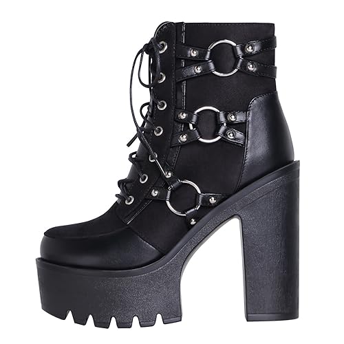 Bottes courtes pour dames talon haut 13cm semelle épaisse et lacets avant