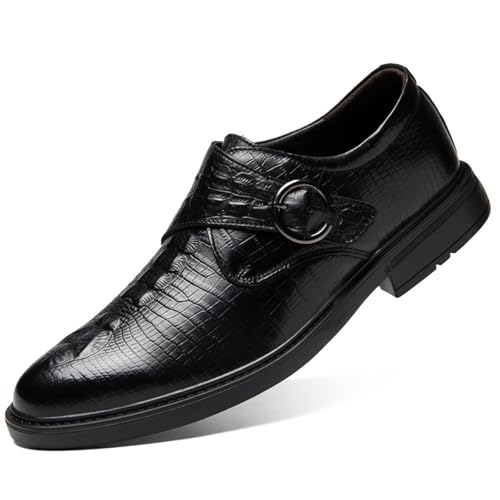 Men's Monk Strap Dress Shoes Oxfords for Business Office Casual Leather Shoes with Hook & Loop