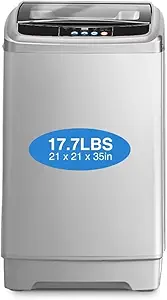 Apartment Washing Machine, 17.7 lbs Automatic Washing Machine with 10 Wash Promgrams and 8 Water Levels, Energy Saving Portable Washer Suitable for Apartments and Dorms