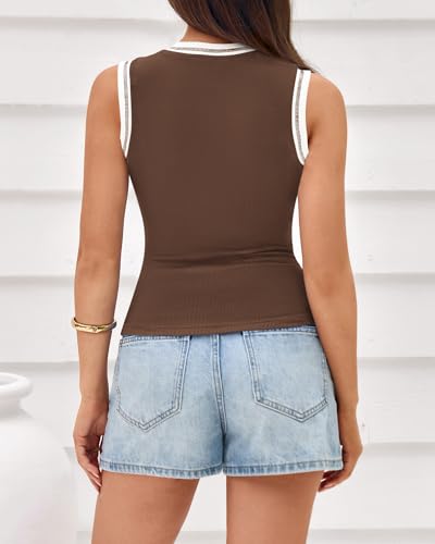 Image of BTFBM High Neck Tank Top for Women Sleeveless Ribbed Y2k Clothes Basic Shirts Going Out Outfits Spring Summer Tops 2026
