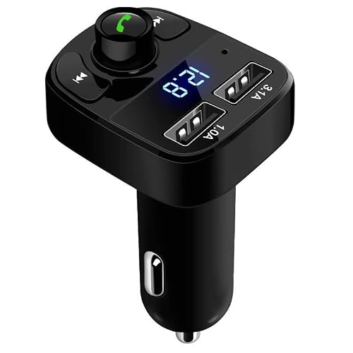 Car Bluetooth Fm Transmitter, Bluetooth Receiver Mp3 Player Music Stereo Adapter, Hands-Free Calling, Dual Usb2.0 Ports (3.1A And 1A), Compatible With All Smartphones, Black #TOP1