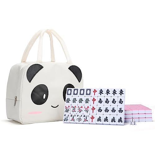 Mahjong chinois rose avec tuiles de 30 mm gravées pour jeu de table