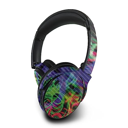 Image of MightySkins Carbon Fiber Skin Compatible with Bose QuietComfort 45 Headphones Neon Splatter | Protective, Durable Textured Carbon Fiber Finish | Easy to Apply | Made in The USA