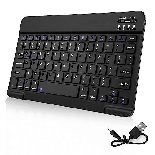 Teclado Inalambrico, Mini Portátil Bluetooth Teclado Ultradelgado, Teclado Ergonómico Silencioso con Batería Recargable para iOS, Android y Windows