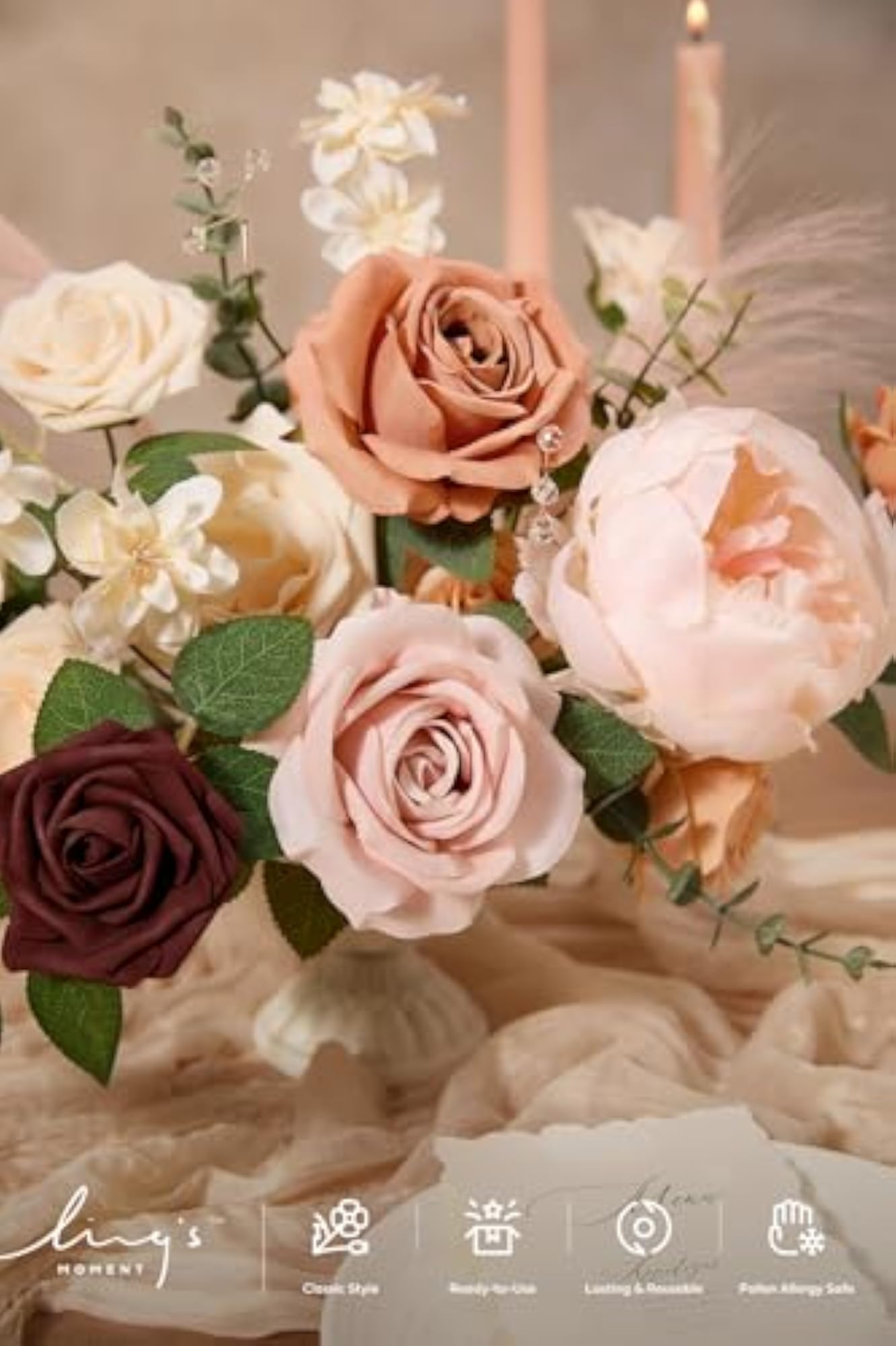 Faux Artificial Greenery Stems Foam Roses