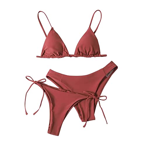 Bikinis Mujer 2025 Talla Grande Push Up Bikini Brasileño Braga Alta con Relleno Top Trikinis Mujer Reductor Sexy Dos Piezas Familiar Swimsuits for Women Sandía roja XL