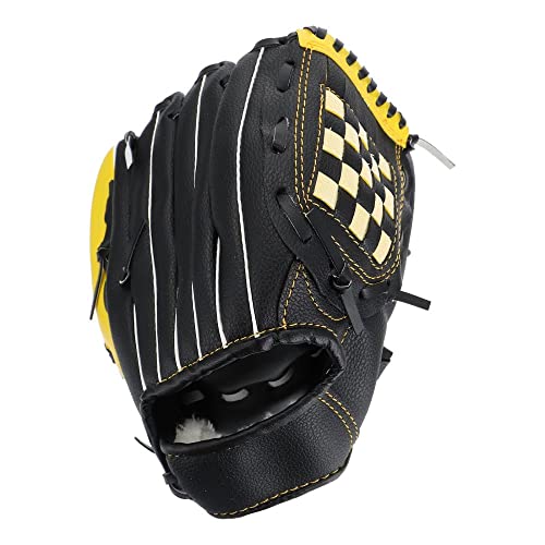 Guante de béisbol y softball negro amarillo de alta durabilidad para jugadores