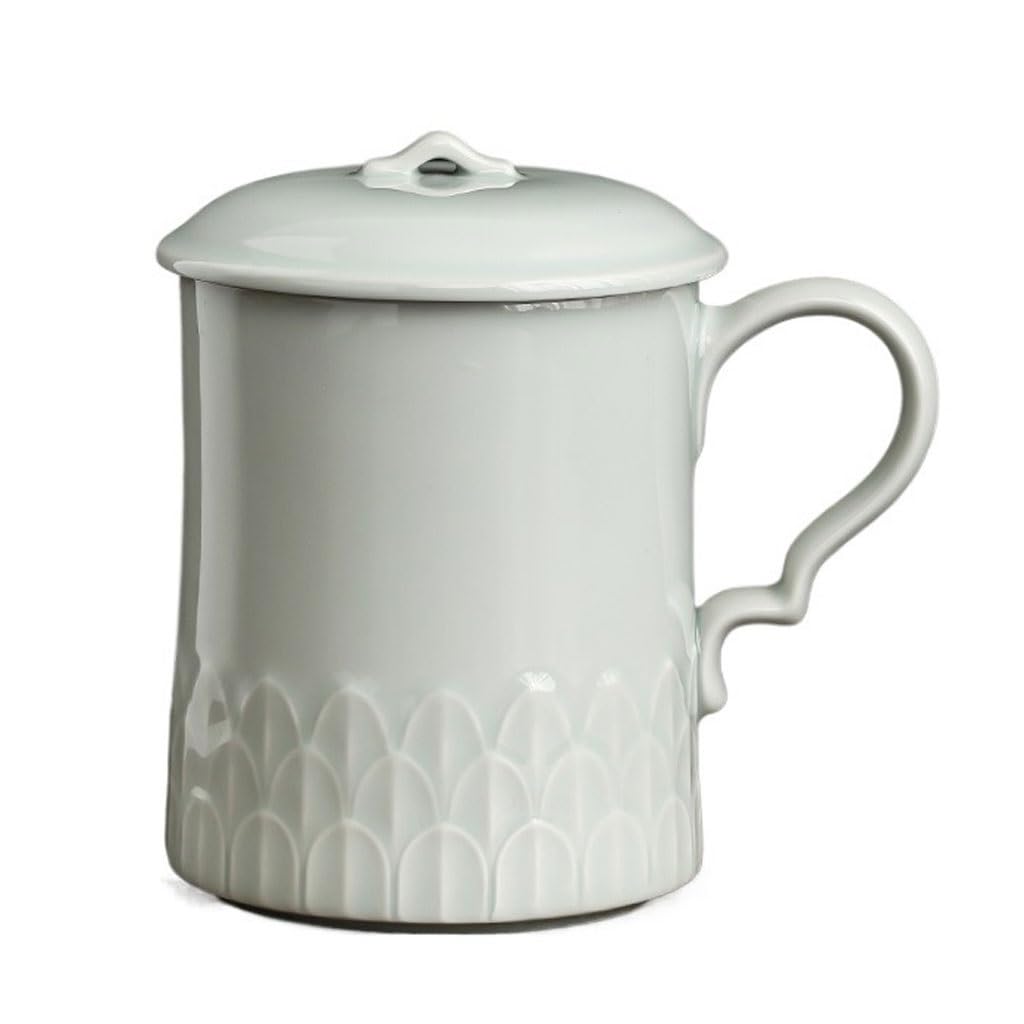 Tasse à thé Tasse de Bureau en céramique de Grande capacité, Service à thé, Tasse créative Faite à la Main, Filtre à Eau avec Couvercle Tasses à thé réutilisables