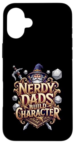 Nerdy Dads Build Character Funny RPG Dice Tabletop Gamer �X�}�z�P�[�X iPhone 16 Plus �p