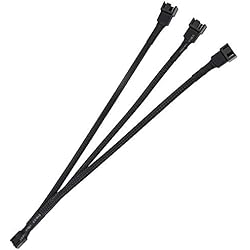 Alargador Cable Ventilador Pc Ancable PWM Divisor Ventilador, 1Unidad 25cm 4Pines 1 a 3 Vías, Cable Divisor Ventilador Tipo Y CPU con Funda Trenzada para Ordenador Sobremesa, Cable de Extensión de Ventilador 4 Pines Negro