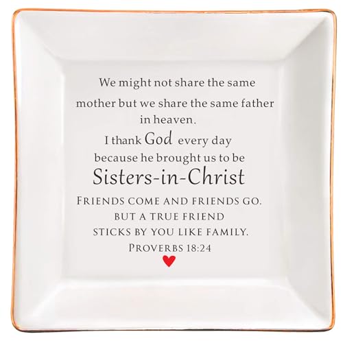 XJF Sisters-in-Christ Ceramic Jewelry Dish - Christian and Religious Gifts for Women, Sister Gift
