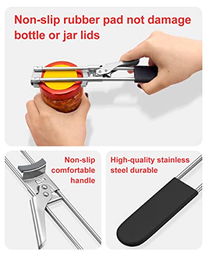 Jar Opener For Weak Hands - Wodine Adjustable Stainless Steel Bottle Opener - Jar Opener For Seniors With Arthritis - Cap Opener Jar Lid Opener With Rubber Grip For Most Sizes Kitchen Canning Tools #TOP3